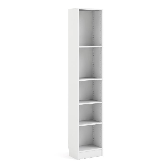 Alfie 40cm Tall Narrow Bookcase- White - FurniComp