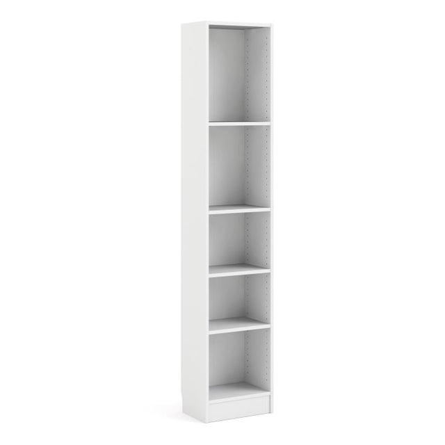 Alfie 40cm Tall Narrow Bookcase- White - FurniComp