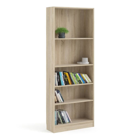 Alfie 80cm Tall Wide Bookcase- Oak - FurniComp