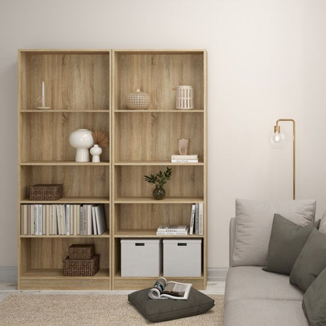Alfie 80cm Tall Wide Bookcase- Oak - FurniComp