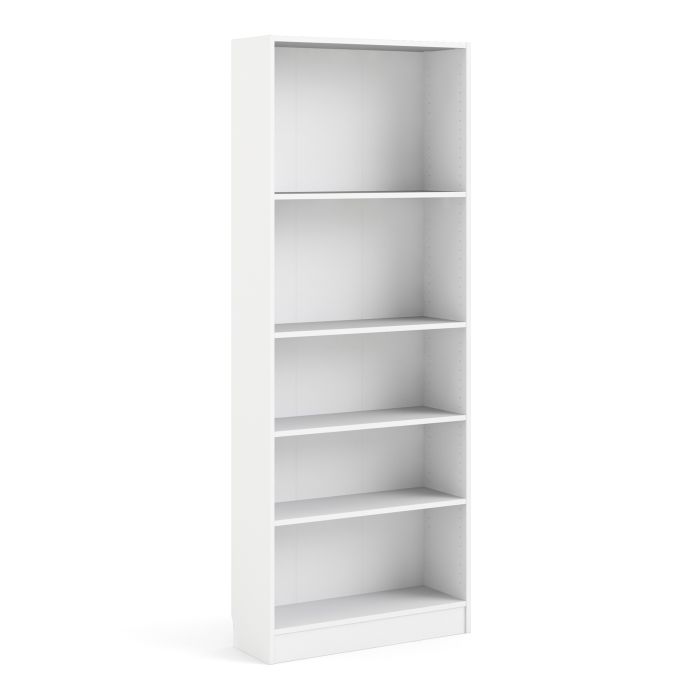 Alfie 80cm Tall Wide Bookcase- White - FurniComp