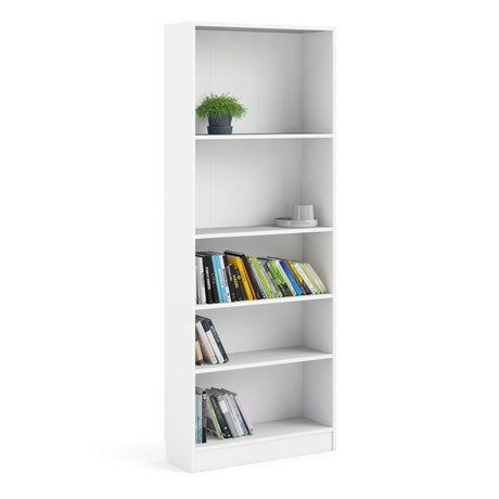 Alfie 80cm Tall Wide Bookcase- White - FurniComp