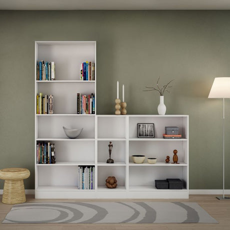 Alfie 80cm Tall Wide Bookcase- White - FurniComp