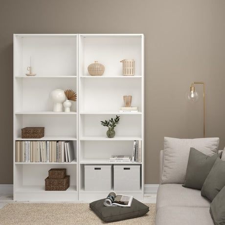 Alfie 80cm Tall Wide Bookcase- White - FurniComp
