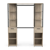 Alma 2 Drawer Open Wardrobe with Shelves and Rail - Black & Oak - FurniComp