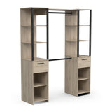 Alma 2 Drawer Open Wardrobe with Shelves and Rail - Black & Oak - FurniComp