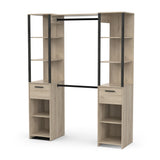 Alma 2 Drawer Open Wardrobe with Shelves and Rail - Black & Oak - FurniComp