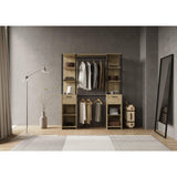 Alma 2 Drawer Open Wardrobe with Shelves and Rail - Black & Oak - FurniComp