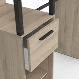 Alma 2 Drawer Open Wardrobe with Shelves and Rail - Black & Oak - FurniComp
