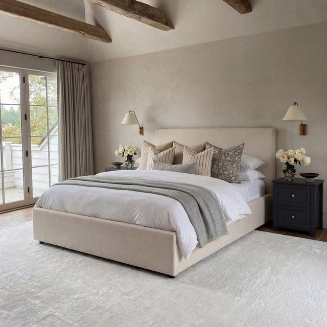 Alora White Fabric Ottoman Bed Frame - FurniComp