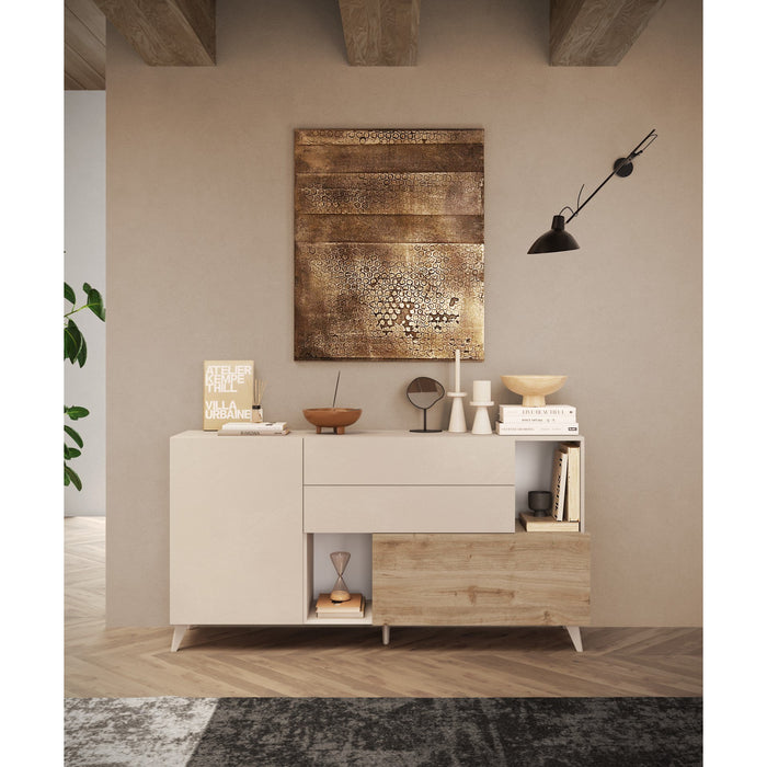 Amalfi 2 Door 2 Drawer Cashmere and Cadiz Oak Sideboard - FurniComp