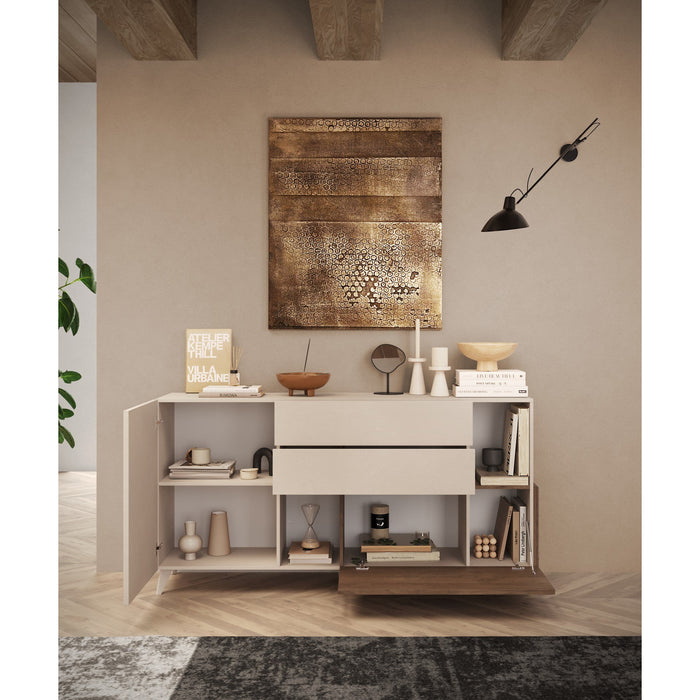 Amalfi 2 Door 2 Drawer Cashmere and Mercure Oak Sideboard - FurniComp