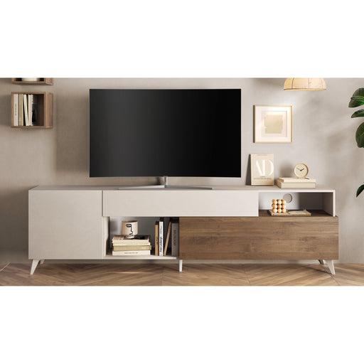 Amalfi 2 Door 1 Drawer Cashmere and Mercure Oak Large TV Stand - FurniComp