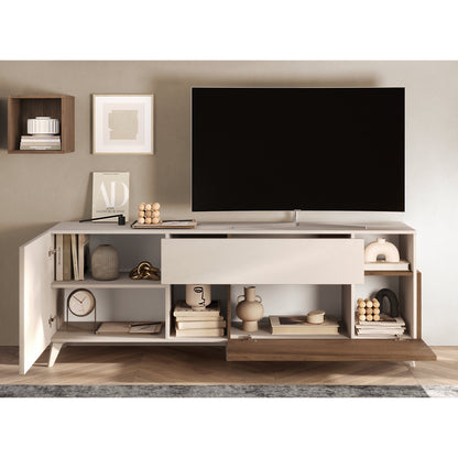 Amalfi 2 Door 1 Drawer Cashmere and Mercure Oak TV Stand - FurniComp