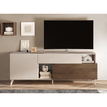 Amalfi 2 Door 1 Drawer Cashmere and Mercure Oak TV Stand - FurniComp