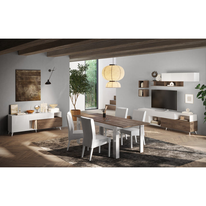 Amalfi 2 Door 2 Drawer White Gloss and Mercure Oak Sideboard - FurniComp