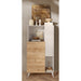 Amalfi 2 Door White Gloss and Cadiz Oak Tall Sideboard/Highboard - FurniComp