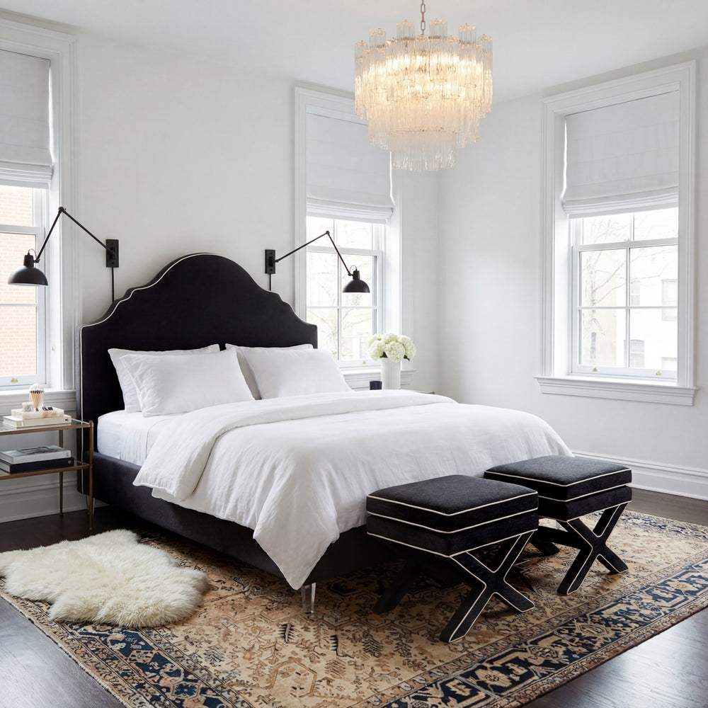 Amber Black Fabric Bed Frame - FurniComp
