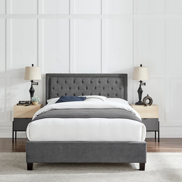 Ariella Dark Grey Fabric Bed Frame - FurniComp