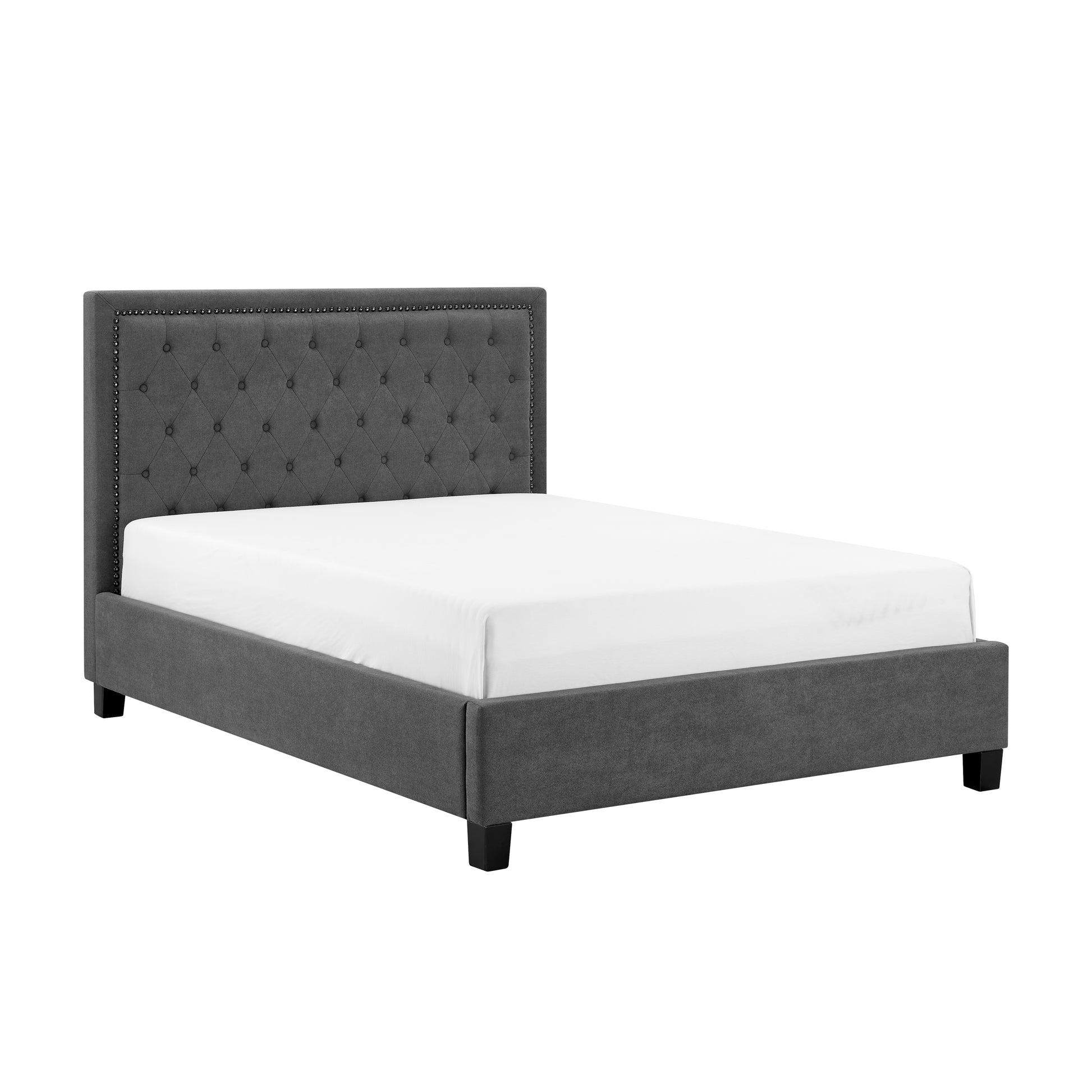 Ariella Dark Grey Fabric Bed Frame - FurniComp