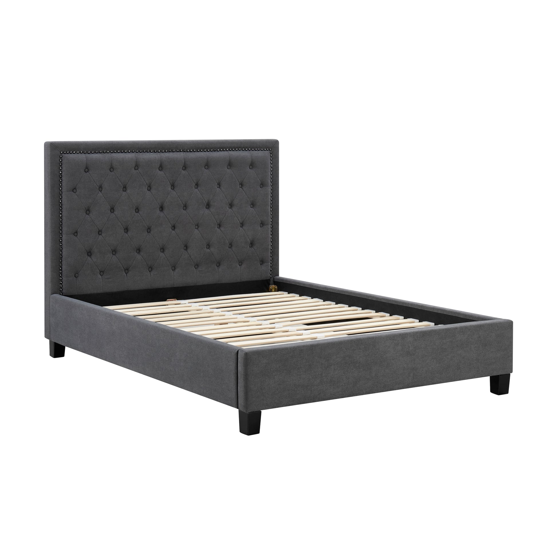 Ariella Dark Grey Fabric Bed Frame - FurniComp