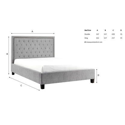 Ariella Light Grey Fabric Bed Frame - FurniComp