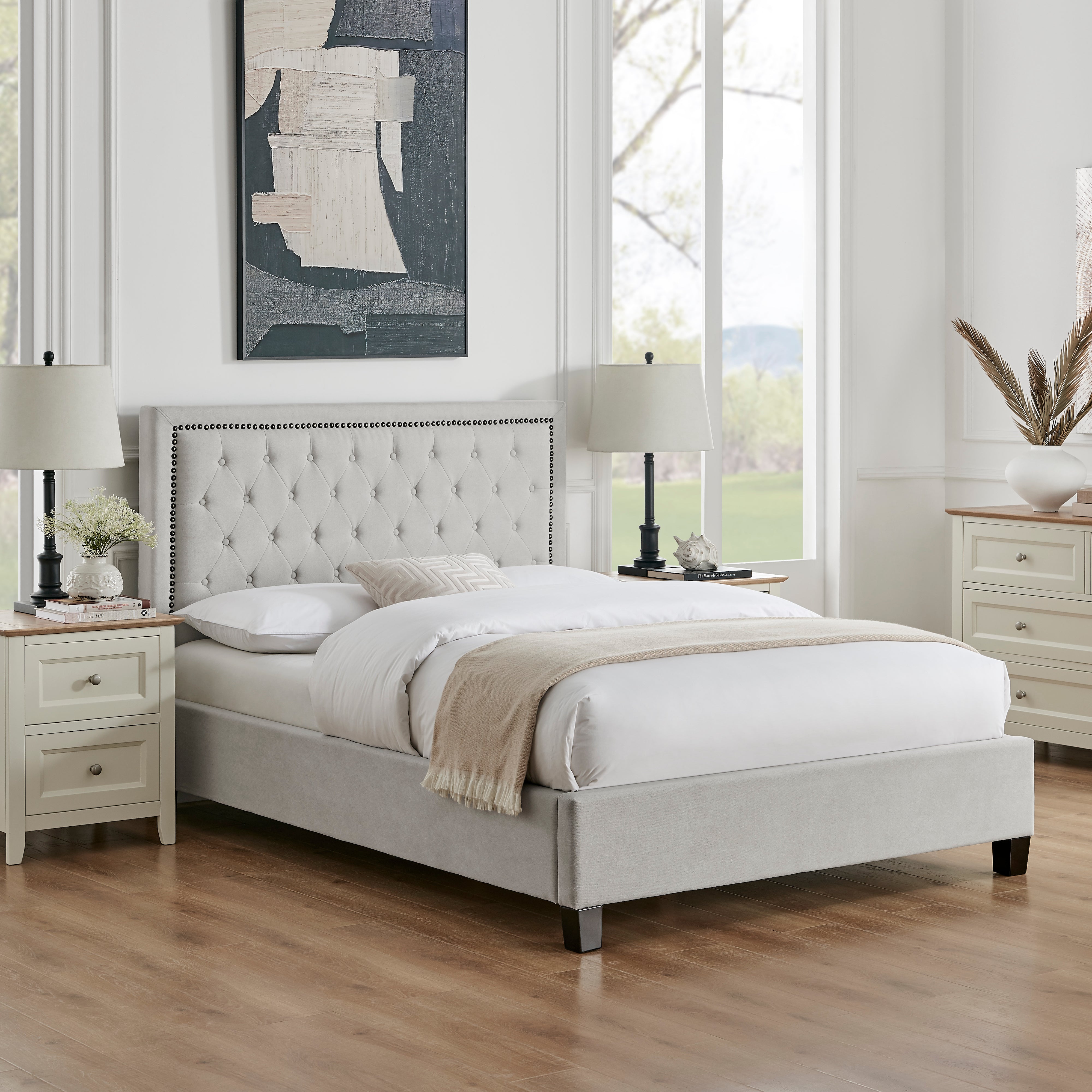 Ariella Natural Fabric Bed Frame - FurniComp