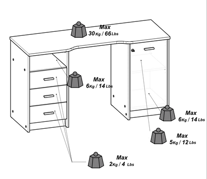 Arielle Large Oak Office Desk with Storage Cupboard and Drawers - FurniComp