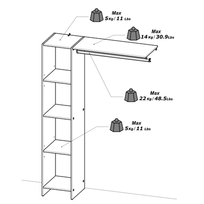 Astrid Open Wardrobe with Shelves and Rail - Matt White - FurniComp