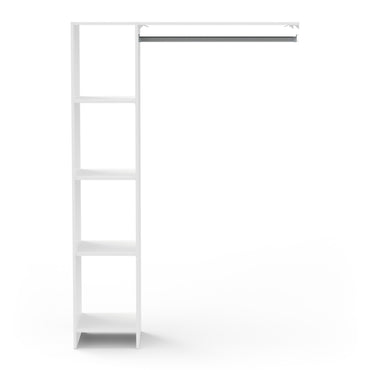 Astrid Open Wardrobe with Shelves and Rail - Matt White - FurniComp