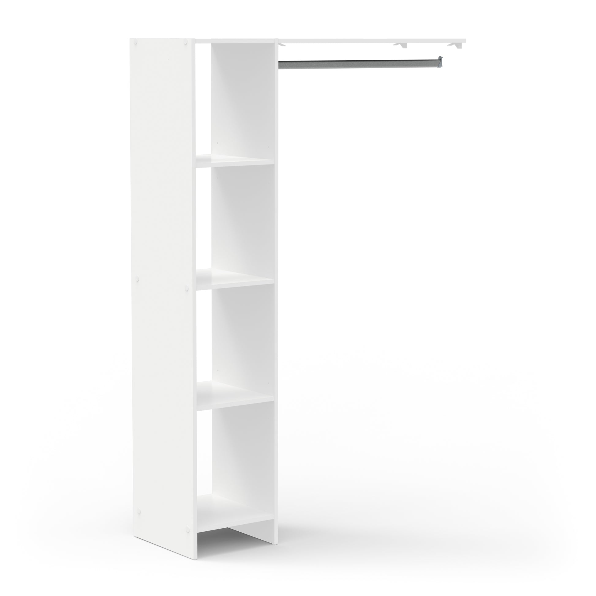 Astrid Open Wardrobe with Shelves and Rail - Matt White - FurniComp