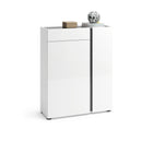 Athens 2 Door 1 Drawer White Gloss and Anthracite 20 Pair Shoe Cabinet - FurniComp