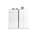 Athens 3 Door 1 Drawer White Gloss and Anthracite 30 Pair Shoe Cabinet - FurniComp