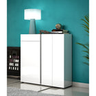 Athens 3 Door 1 Drawer White Gloss and Anthracite 30 Pair Shoe Cabinet - FurniComp