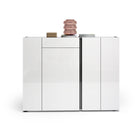 Athens 4 Door 1 Drawer White Gloss and Anthracite 40 Pair Shoe Cabinet - FurniComp