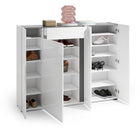 Athens 4 Door 1 Drawer White Gloss and Anthracite 40 Pair Shoe Cabinet - FurniComp