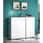 Athens 4 Door 1 Drawer White Gloss and Anthracite 40 Pair Shoe Cabinet - FurniComp