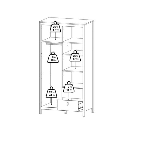 Audrey 100cm 2 Door 2 Drawer Mirrored Wardrobe-Black - FurniComp