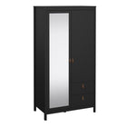 Audrey 100cm 2 Door 2 Drawer Mirrored Wardrobe-Black - FurniComp