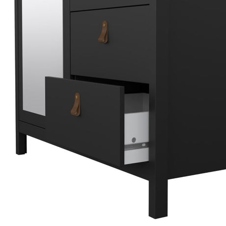 Audrey 100cm 2 Door 2 Drawer Mirrored Wardrobe-Black - FurniComp