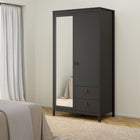 Audrey 100cm 2 Door 2 Drawer Mirrored Wardrobe-Black - FurniComp