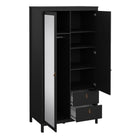 Audrey 100cm 2 Door 2 Drawer Mirrored Wardrobe-Black - FurniComp