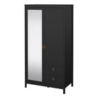 Audrey 100cm 2 Door 2 Drawer Mirrored Wardrobe-Black - FurniComp
