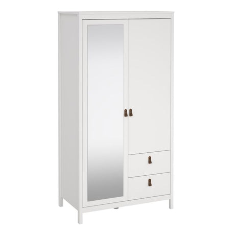 Audrey 100cm 2 Door 2 Drawer Mirrored Wardrobe-White - FurniComp