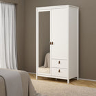 Audrey 100cm 2 Door 2 Drawer Mirrored Wardrobe-White - FurniComp