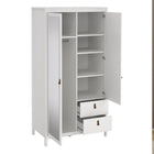 Audrey 100cm 2 Door 2 Drawer Mirrored Wardrobe-White - FurniComp