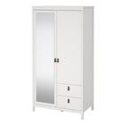 Audrey 100cm 2 Door 2 Drawer Mirrored Wardrobe-White - FurniComp