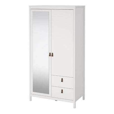 Audrey 100cm 2 Door 2 Drawer Mirrored Wardrobe-White - FurniComp