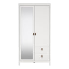 Audrey 100cm 2 Door 2 Drawer Mirrored Wardrobe-White - FurniComp