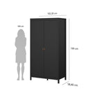 Audrey 100cm 2 Door Wardrobe-Black - FurniComp